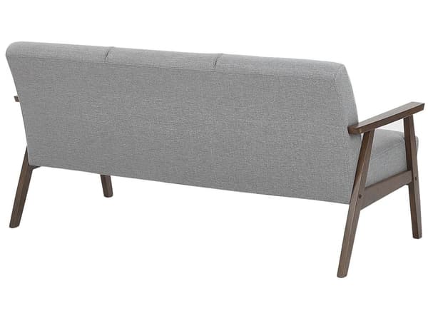 Soffa Grå Polyester Klädsel 3-sits Retro Design Trä Ram Vardagsrum
