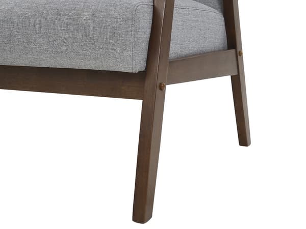 Soffa Grå Polyester Klädsel 3-sits Retro Design Trä Ram Vardagsrum