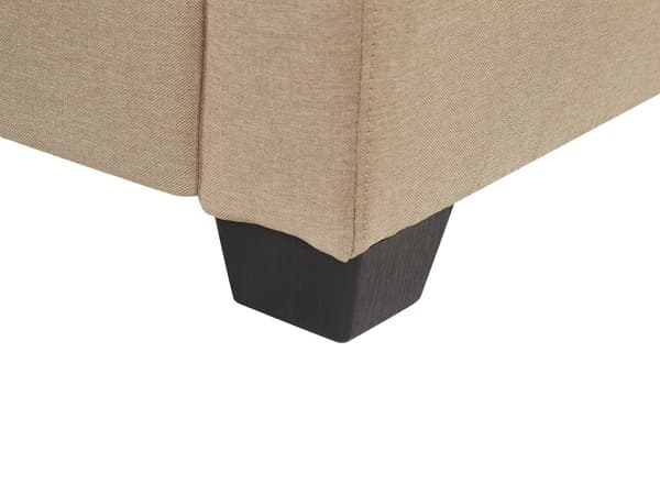 Kulmasohva beige polyesteri kangas verhoilu 3 hengelle oikea mustat jalat minimalinen tyyli
