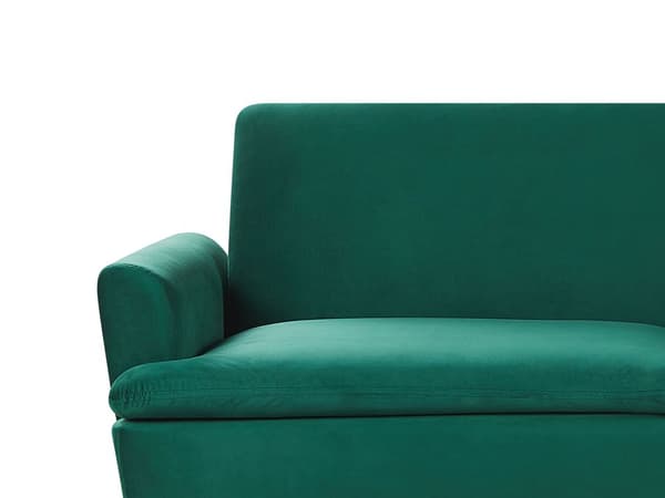 Vuodesohva tummanvihreä kolmelle samettiverhoilu metallijalat säädettävä glamour