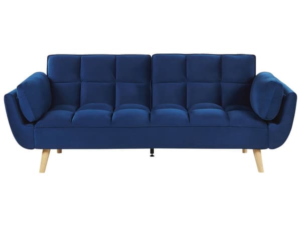 Bäddsoffa Mörkblå Sammet 3-sits Trä Ben Skum Fyllning Vaddering