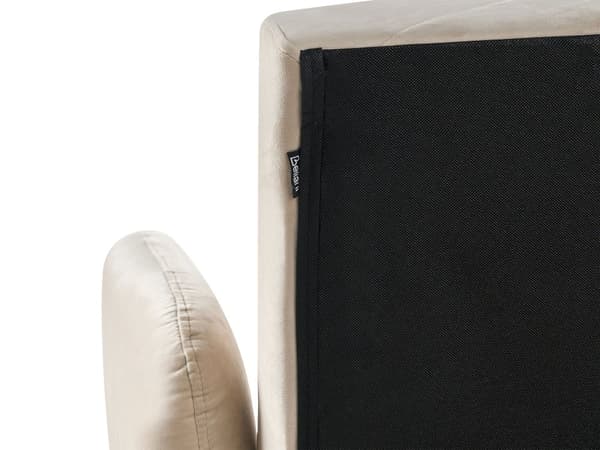 Vuodesohva beige kolmelle sametti verhoilu puujalat säädettävä tikattu retro