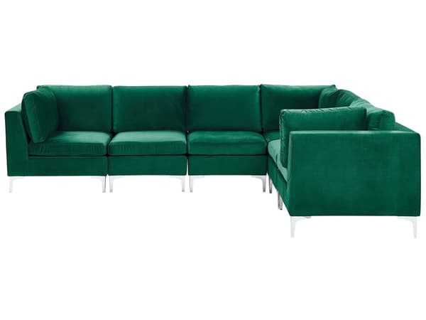 Kulmasohva vihreä 300 x 84 x 235 cm sametti metalli puu kuudelle moduuli vasen moderni