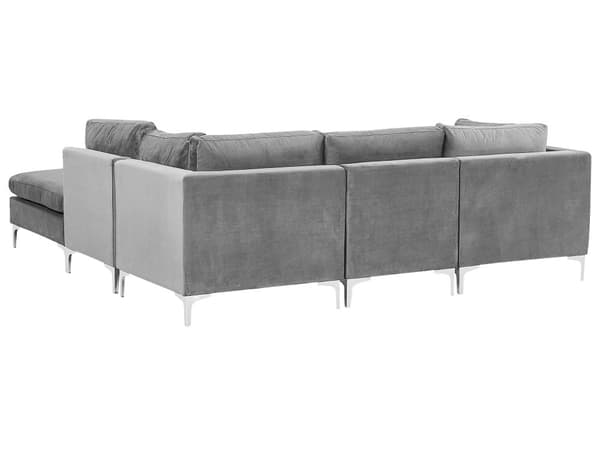 Kulmasohva harmaa 235 x 84 x 150 cm sametti metalli puu neljälle moduuli vasen rahi moderni