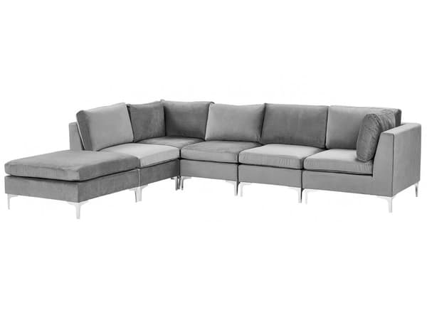 Kulmasohva harmaa 300 x 84 x 150 cm sametti metalli puu viidelle moduuli oikea rahi moderni