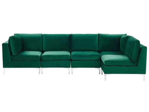 Kulmasohva vihreä 300 x 84 x 150 cm sametti metalli puu viidelle moduuli vasen moderni