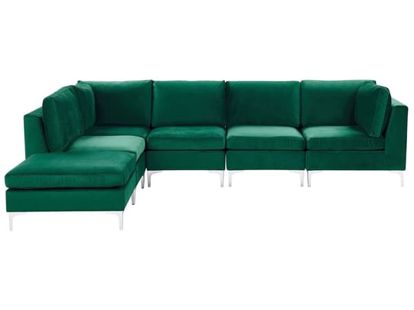 Kulmasohva vihreä 300 x 84 x 150 cm sametti metalli puu viidelle moduuli oikea rahi moderni