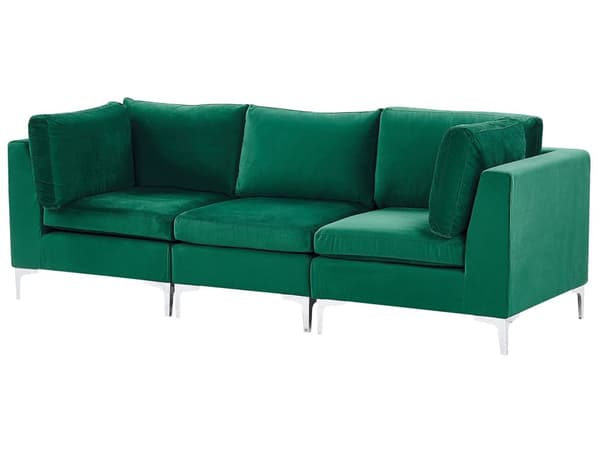 Sohva vihreä 235 x 84 x 85 cm sametti metalli puu kolmelle moduulisohva moderni