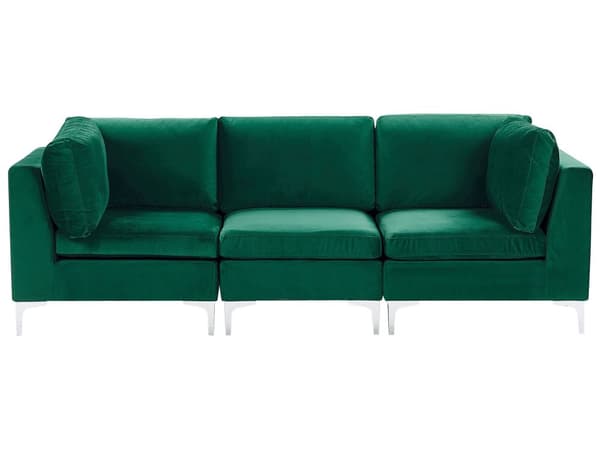 Sohva vihreä 235 x 84 x 85 cm sametti metalli puu kolmelle moduulisohva moderni