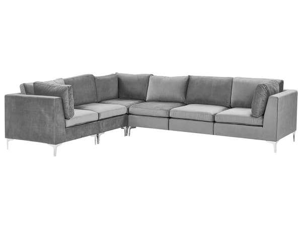 Kulmasohva harmaa 300 x 84 x 235 cm sametti metalli puu kuudelle moduuli oikea moderni