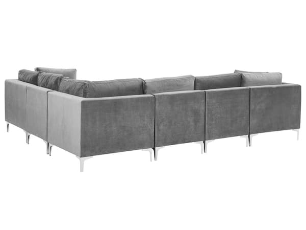 Kulmasohva harmaa 300 x 84 x 235 cm sametti metalli puu kuudelle moduuli vasen moderni