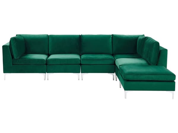 Kulmasohva vihreä 300 x 84 x 150 cm sametti metalli puu viidelle moduuli vasen rahi moderni