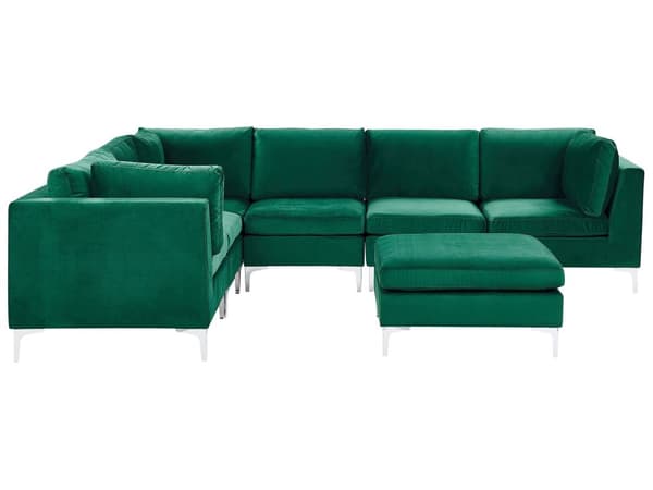 Kulmasohva vihreä 300 x 84 x 235 cm sametti metalli puu kuudelle moduuli oikea rahi moderni
