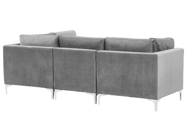 Sohva harmaa 235 x 84 x 85 cm sametti metalli puu kolmelle moduulisohva moderni