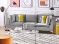 Pikkukuva 2 / 11: Sohva harmaa 235 x 84 x 85 cm sametti metalli puu kolmelle moduulisohva moderni