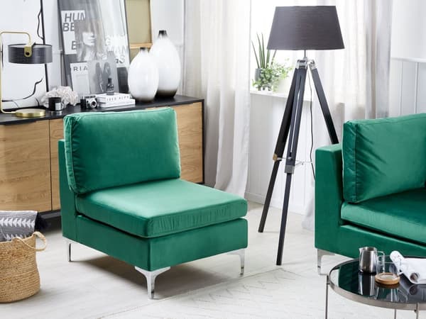 Keskiosa vihreä 65 x 84 x 85 cm sametti metalli puu keskimoduuli irrotettava päällinen moderni