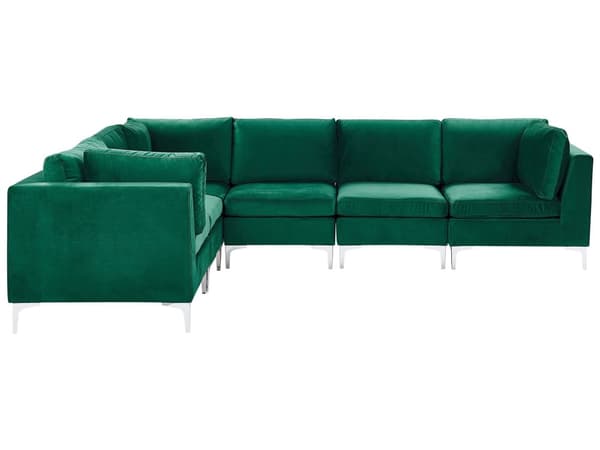 Kulmasohva vihreä 300 x 84 x 235 cm sametti metalli puu kuudelle moduuli oikea moderni