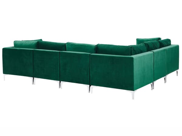 Kulmasohva vihreä 300 x 84 x 235 cm sametti metalli puu kuudelle moduuli oikea moderni