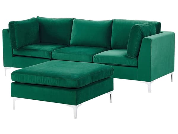 Sohva vihreä 235 x 84 x 85 cm sametti metalli puu kolmelle rahi moduulisohva moderni