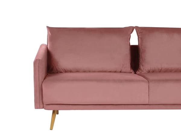 Soffa Rosa Sammet 3-sits Ryggdynor Metall Gulda Ben Retro Glam