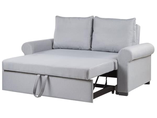 Lysegrå polstret polyester sovesofa retrostil 2 pers. sofa