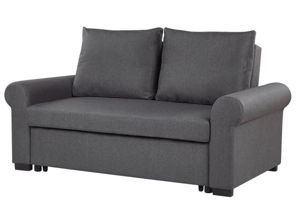 Mørkegrå polstret polyester sovesofa retrostil 2 pers. sofa