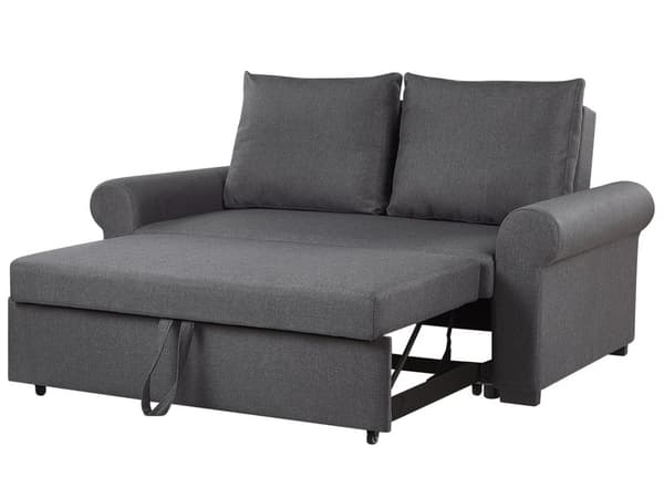 Mørkegrå polstret polyester sovesofa retrostil 2 pers. sofa