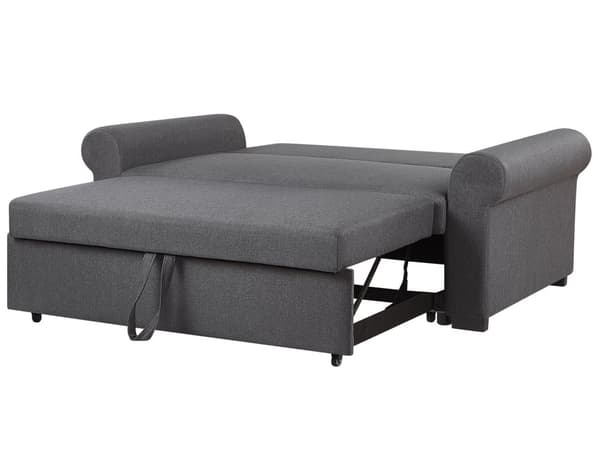 Mørkegrå polstret polyester sovesofa retrostil 2 pers. sofa
