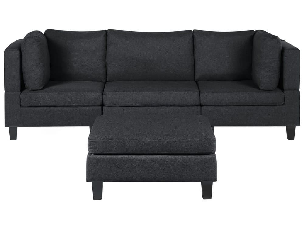 Soffa 4-sits med fotpall mörkgrå FEVIK