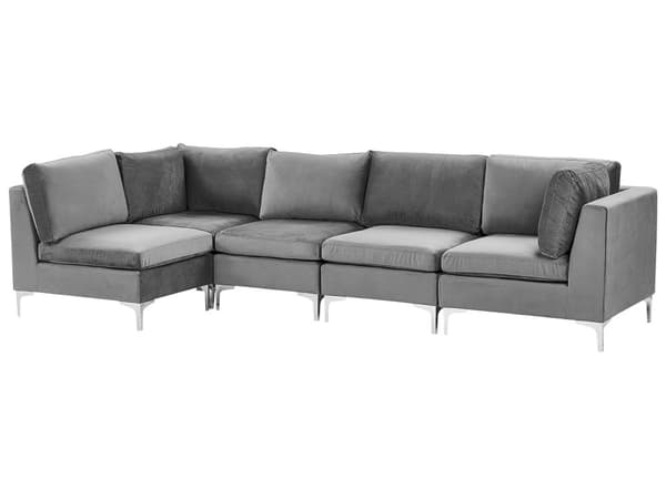 Kulmasohva harmaa 300 x 84 x 150 cm sametti metalli puu viidelle moduuli oikea moderni