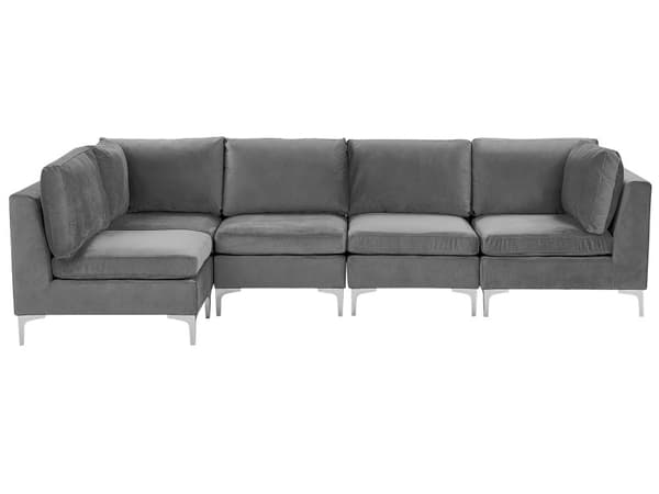 Kulmasohva harmaa 300 x 84 x 150 cm sametti metalli puu viidelle moduuli oikea moderni