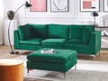 Miniatyrbillede 2 af 11: Sofa Grøn Velour Krom Metalben 3 Personers Designer Blød Klassisk Moderne Aftageligt Betræk Glamourstil Ottoman Stue Indretning Høj Kvalitet