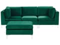 Miniatyrbillede 1 af 11: Sofa Grøn Velour Krom Metalben 3 Personers Designer Blød Klassisk Moderne Aftageligt Betræk Glamourstil Ottoman Stue Indretning Høj Kvalitet