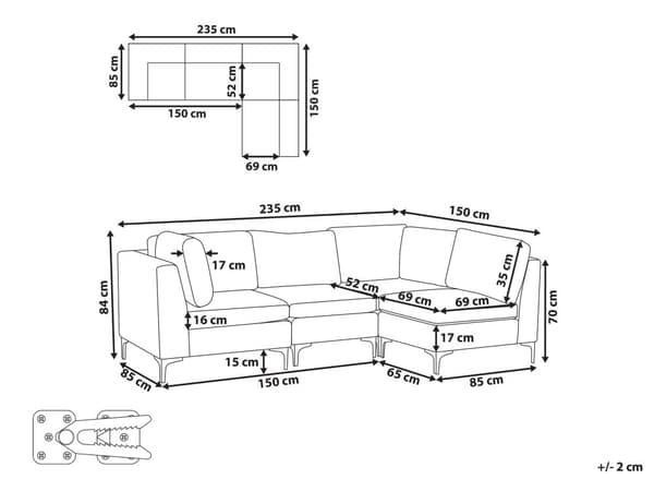 Hjørnesofa Grøn Velour Forkromet Metalben 4 Personers Designer Sofa Moderne Vinkel L Formet Modulopbygget Aftageligt Betræk Glamourstil Stue
