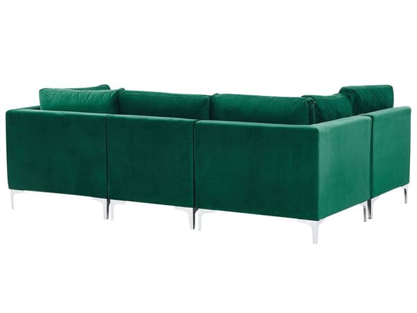 Sofa Grøn Velour Forkromet Metalben 6 Personers Designer Blød U Sofa Modul Moderne Aftageligt Betræk Glamourstil Stue Indretning Høj Kvalitet