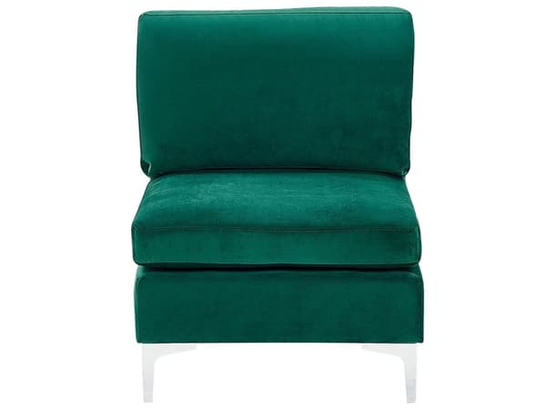Sofa Grøn Velour Forkromet Metalben 6 Personers Designer Blød U Sofa Modul Moderne Aftageligt Betræk Glamourstil Stue Indretning Høj Kvalitet