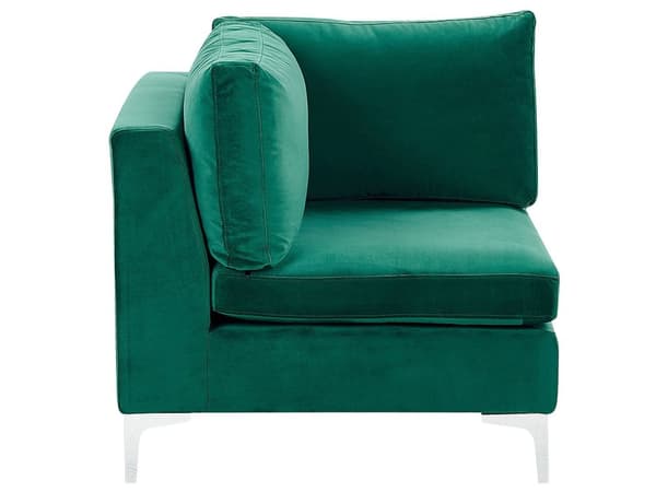 Sofa Grøn Velour Forkromet Metalben 6 Personers Designer Blød U Sofa Modul Moderne Aftageligt Betræk Glamourstil Stue Indretning Høj Kvalitet