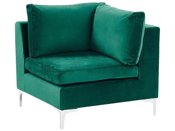 Sofa Grøn Velour Forkromet Metalben 6 Personers Designer Blød U Sofa Modul Moderne Aftageligt Betræk Glamourstil Stue Indretning Høj Kvalitet