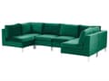 Miniatyrbild 4 av 11: Modulär Soffa Grön Sammet U-formad 6-sits Silver Metall Ben Glam
