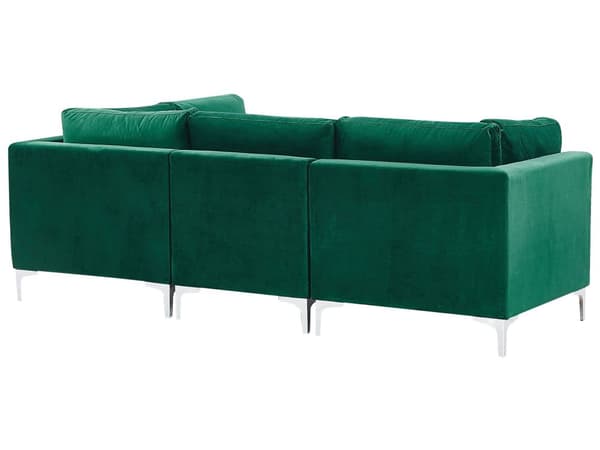 Modulär Soffa Grön Sammet 3-sits Silver Metall Ben