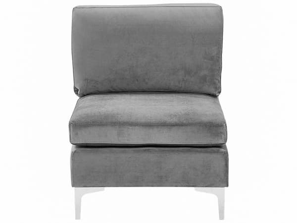 Modulär Soffa Grå med Fotpall Sammet U-formad 6-sits Silver Metall Ben Glam