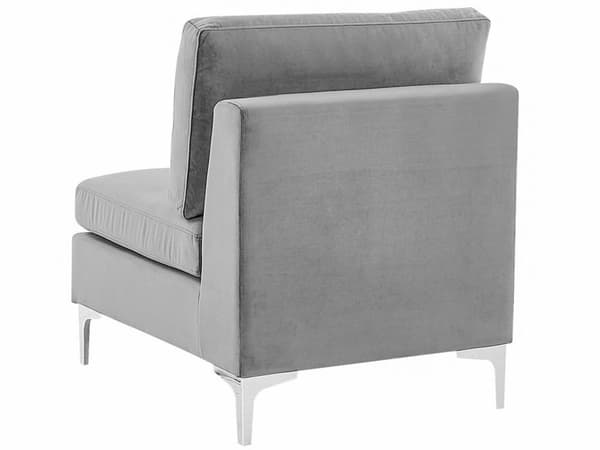 Modulär Soffa Grå med Fotpall Sammet U-formad 6-sits Silver Metall Ben Glam