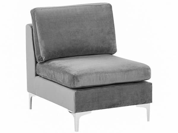 Modulär Soffa Grå med Fotpall Sammet U-formad 6-sits Silver Metall Ben Glam