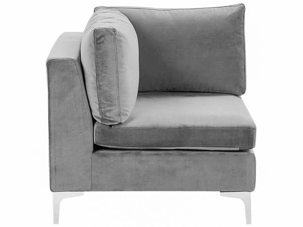Modulär Soffa Grå med Fotpall Sammet U-formad 6-sits Silver Metall Ben Glam