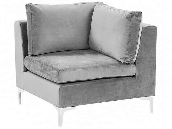 Modulär Soffa Grå med Fotpall Sammet U-formad 6-sits Silver Metall Ben Glam
