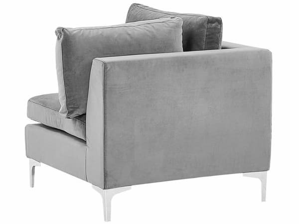 Modulär Soffa Grå med Fotpall Sammet U-formad 6-sits Silver Metall Ben Glam
