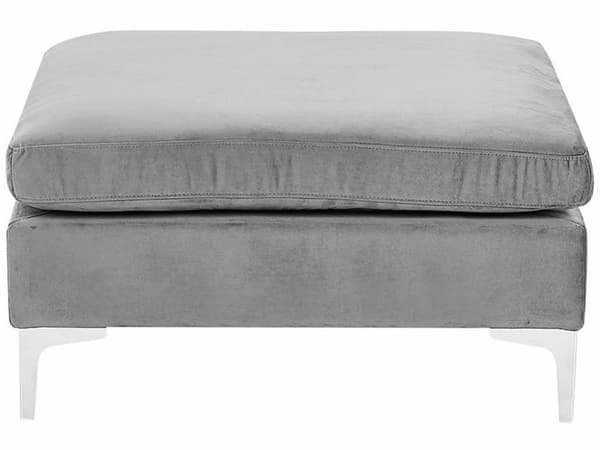 Modulär Soffa Grå med Fotpall Sammet U-formad 6-sits Silver Metall Ben Glam