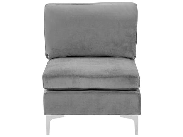 Högervänd Modulär Hörnsoffa Grå Sammet 5-sits L-formad Silver Metall Ben Glam Stil