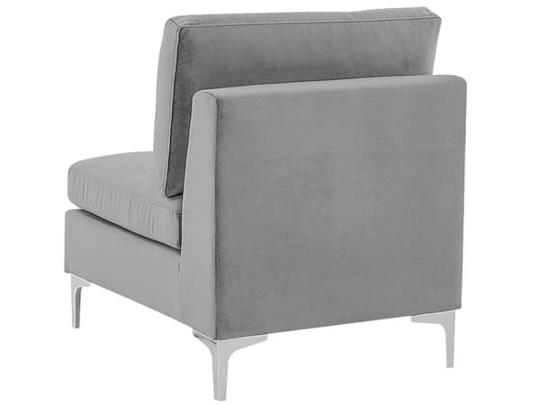 Högervänd Modulär Hörnsoffa Grå Sammet 5-sits L-formad Silver Metall Ben Glam Stil