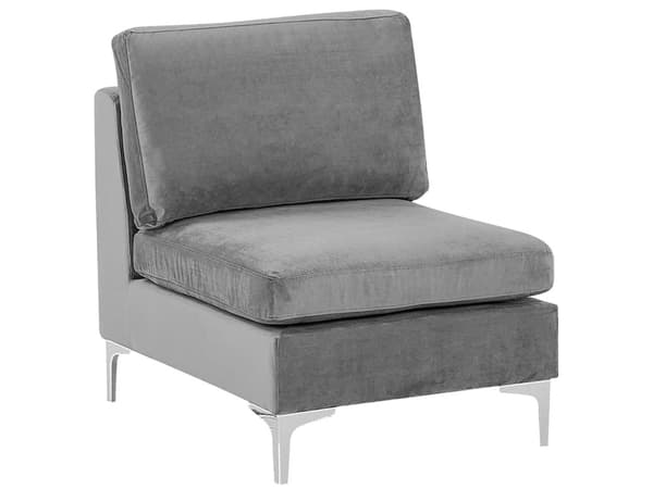 Högervänd Modulär Hörnsoffa Grå Sammet 5-sits L-formad Silver Metall Ben Glam Stil